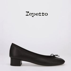 Repetto Camille Black Leather Flats with Bow